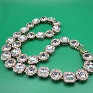 Vintage Gold-Tone Rhinestone Halo Collar Necklace